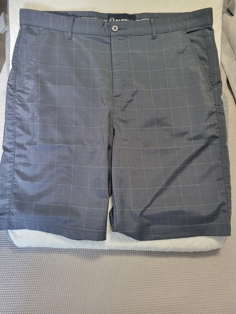 Sunice Gray Windowpane Golf Shorts